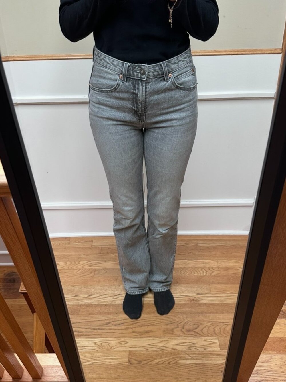 Stradivarius D98 Straight Leg Jeans Grey Wash - US 4/EU36